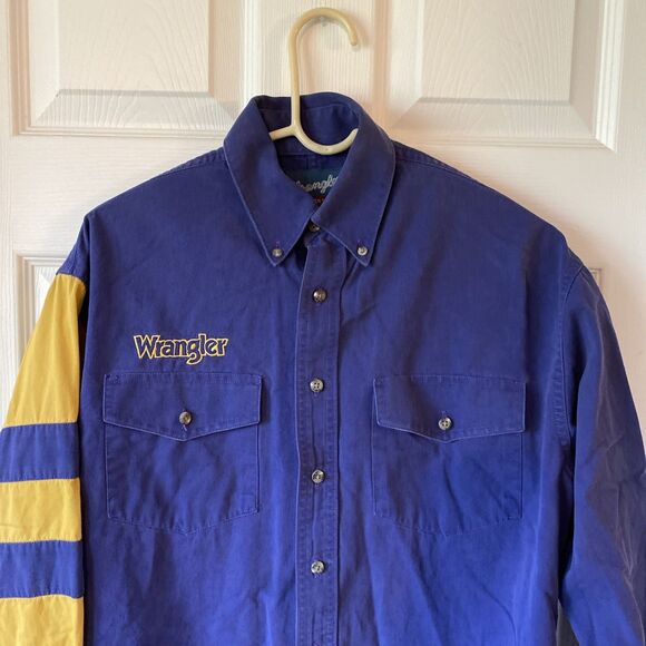 Wrangler Western Shirts Men’s Size Medium Button Up Embroidered Spell Out - Picture 4 of 11